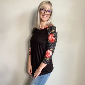 Floral and Dot Raglan